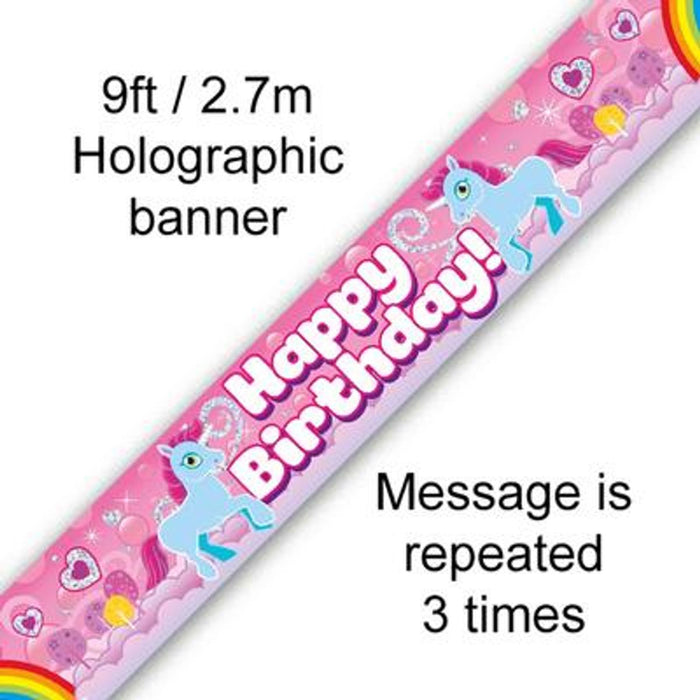 9ft Banner Unicorn Rainbow Birthday