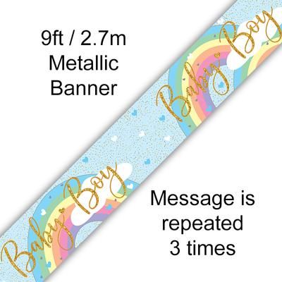 Banner Baby Boy Blue with Rainbow
