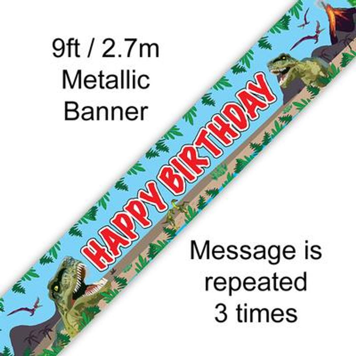 9ft Banner Jurassic Dinosaur Happy Birthday
