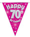 Party Bunting Happy 70th Birthday Pink Holographic 11 flags 3.9m