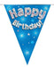Party Bunting Happy Birthday Blue Holographic 11 flags 3.9m