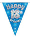 Party Bunting Happy 18th Birthday Blue Holographic 11 flags 3.9m