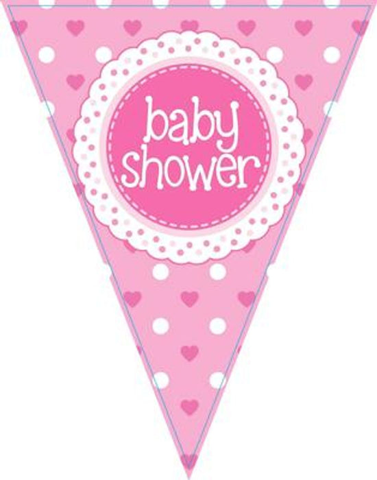 Party Bunting Baby Shower Pink 11 flags 3.9m