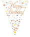 Party Bunting Sparkling Fizz Birthday White & Rose Gold Holographic 11 flags 3.9m