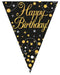 Party Bunting Sparkling Fizz Birthday Black & Gold Holographic 11 flags 3.9m
