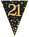 Party Bunting Sparkling Fizz 21 Black & Gold Holographic 11 flags 3.9m
