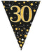 Party Bunting Sparkling Fizz 30 Black & Gold Holographic 11 flags 3.9m
