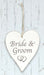 Wooden Heart Whitewash 9cm x 11cm Bride & Groom 1pc