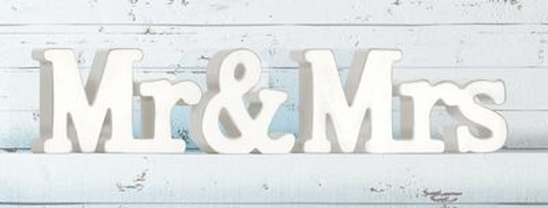 Wooden Mr & Mrs Whitewash 45cm x 10cm 1pc