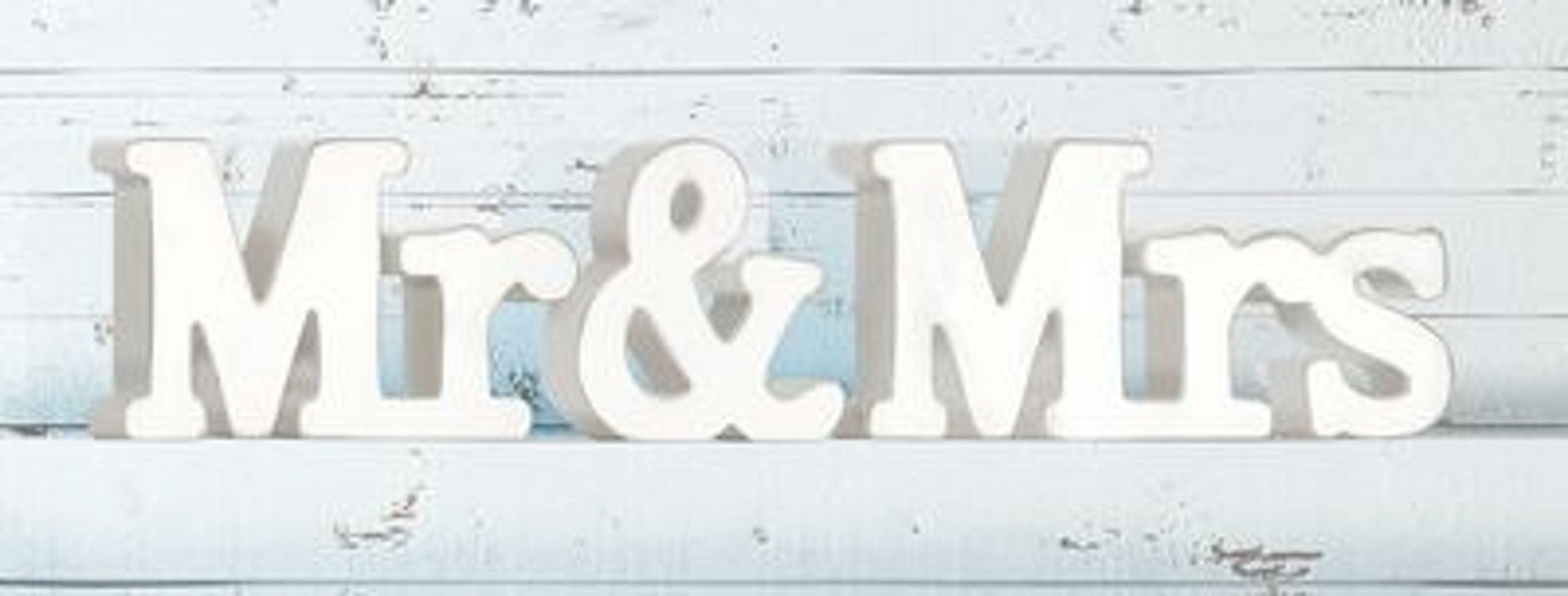 Wooden Mr & Mrs Whitewash 45cm x 10cm 1pc