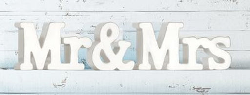 Wooden Mr & Mrs Whitewash 45cm x 10cm 1pc