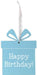 Wooden Present Pastel Blue 9cm x 11cm Happy Birthday 1pc