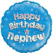 Happy Birthday Nephew Blue Holographic 18" Foil Balloon (Optional Helium Inflation)
