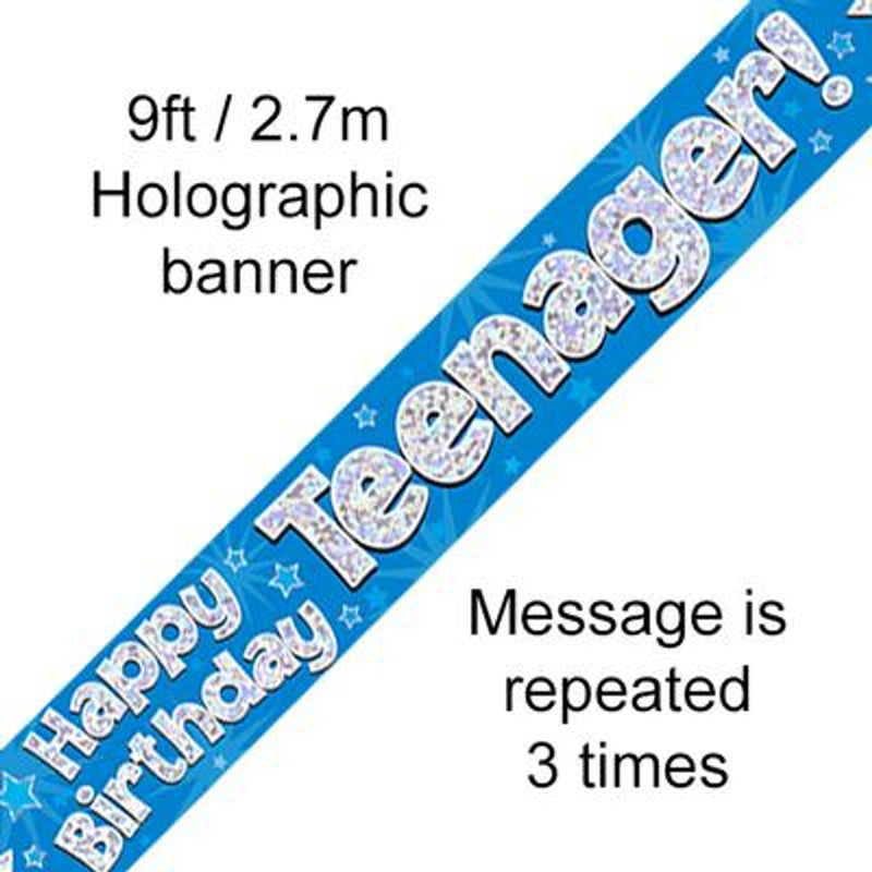 Happy Birthday Teenager Holographic 9ft Banner