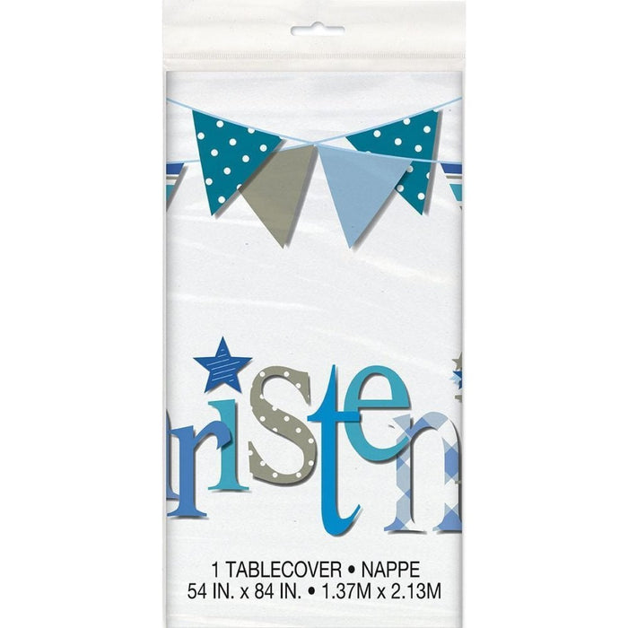 Blue Bunting Christening Table Cover