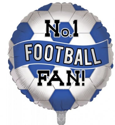 No1. Football Fan Blue Football Helium Balloon (Optional Helium Inflation)
