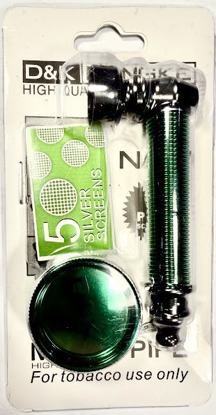 D&K Metal Pipe with 5 Silver Screens & Mini Grinder Set