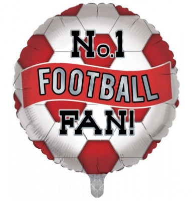 No1. Football Fan Red Football Helium Balloon (Optional Helium Inflation)