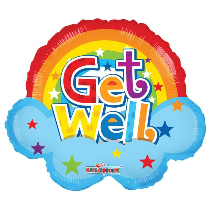 Multicolour Get Well 18" Foil Balloon (Optional Helium Inflation)