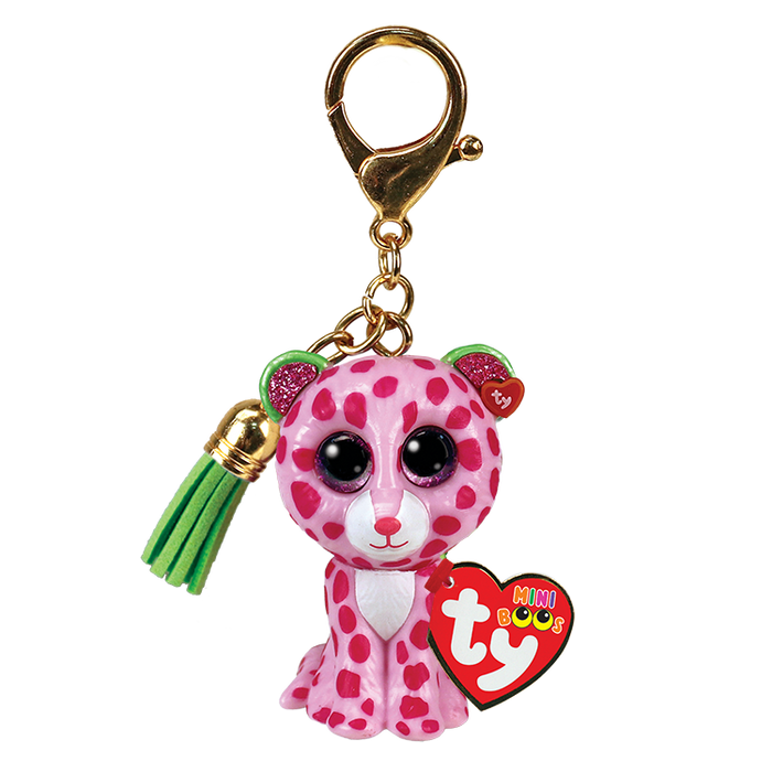 Ty Mini Boo Keyring - Glamour the Pink Leopard soft toy