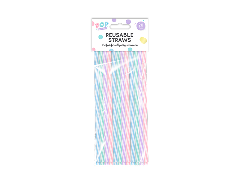 Pastel Reusable Straws 20pk