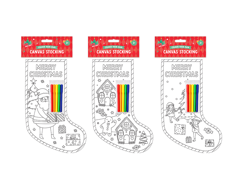 Christmas Colour Your Own Canvas Stocking