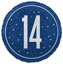 14th Dark Blue Glitz 18" Balloon (Optional Helium Inflation)
