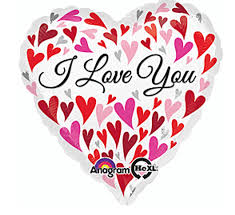 Love You Happy Hearts 18" Foil Balloon (Optional Helium Inflation)