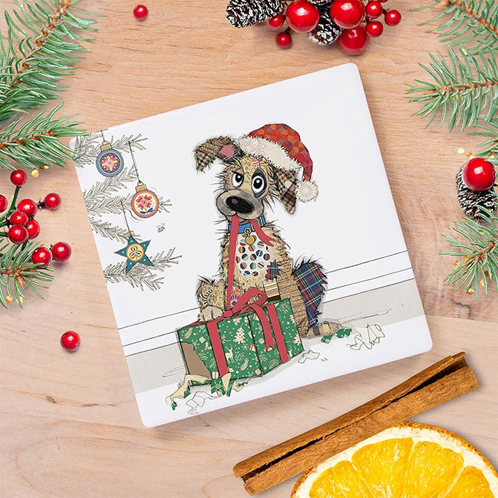 Christmas Bug Art Coaster Mutt