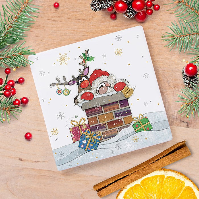 Christmas Bug Art Coaster Santa