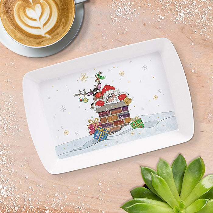 Christmas Bug Art Santa Small Tray