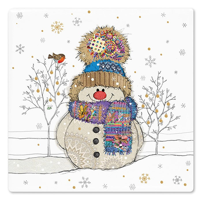 Christmas Bug Art Snowman Coaster