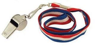 Metal Whistle with Red/White/Blue Cords - Like the Union Jack