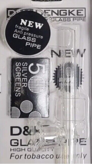 D&K Glass Pipe with 5 Silver Screens - Anti Pressure