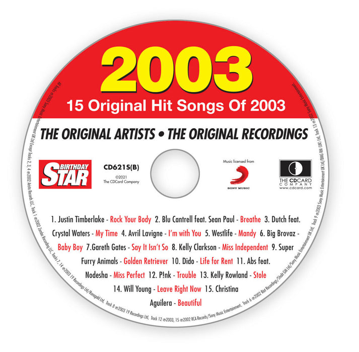 Birthday Star 2003 CD Music Greeting Card Special Year
