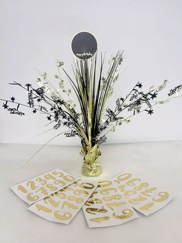 Table Centrepiece Birthday Gold and Black Weight - Any Age Celebration