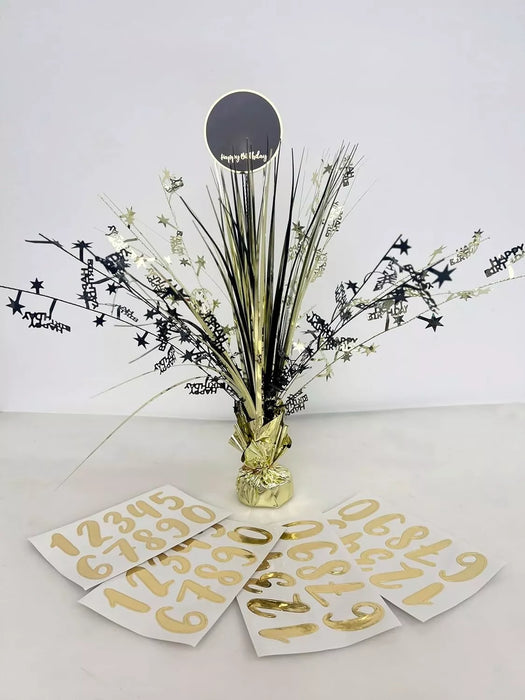 Table Centrepiece Birthday Gold and Black Weight - Any Age Celebration