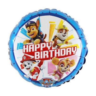 Paw Patrol Happy Birthday- 18" Foil Helium Balloon (Optional Helium Inflation)