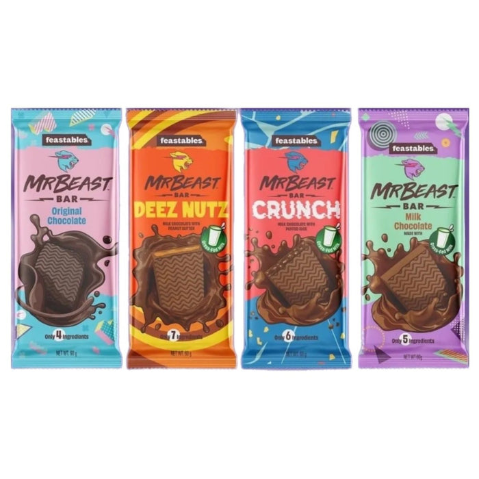 Bundle Feastables MrBeast Milk Chocolate Crunch Bar + Original Chocolate + Milk Chocolate + Deez Nutz