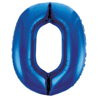Blue Number 0 Giant Foil Helium Balloon 34" (Optional Helium Inflation)