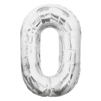 Silver Number 0 Giant Foil Helium Balloon 34" (Optional Helium Inflation)