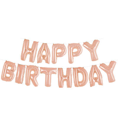 Rose Gold Happy Birthday Foil Letter Balloon Banner Kit 14"