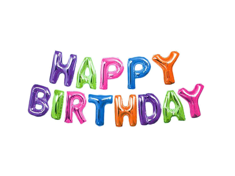 Multi Color Happy Birthday Foil Letter Balloon Banner Kit 14"