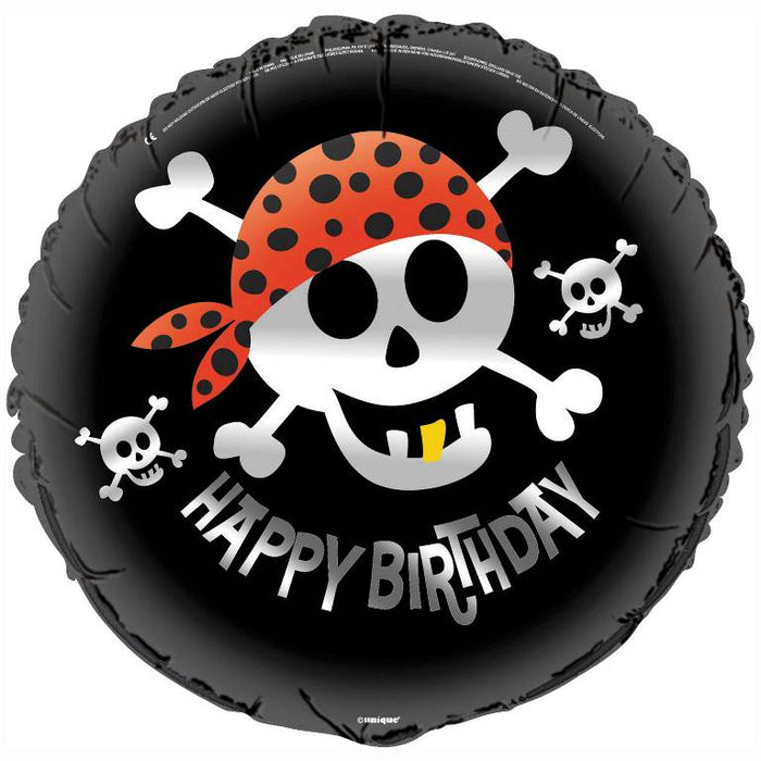 Pirates Happy Birthday Foil Balloon (Optional Helium Inflation)