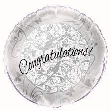 Congratulation Silver Foil Balloon (Optional Helium Inflation)
