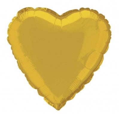 Gold Heart Shape Foil Balloon (Optional Helium Inflation)