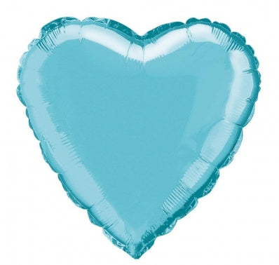 Baby Blue Heart Shape Foil Balloon (Optional Helium Inflation)