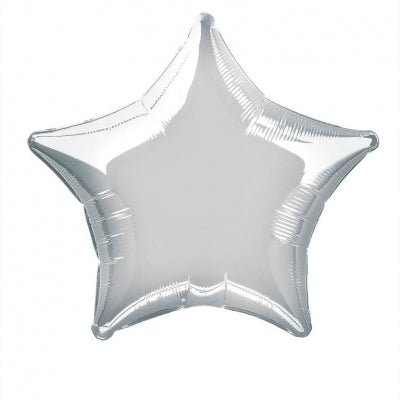 Silver Star Shape Foil Balloon (Optional Helium Inflation)