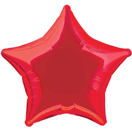Red Star Shape Foil Balloon (Optional Helium Inflation)