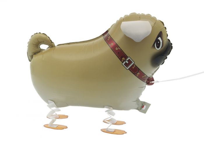 Walking Balloon Pet Pug Dog (Supplied Helium (Optional Helium Inflation)